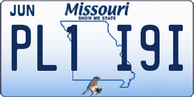 MO license plate PL1I9I
