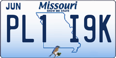 MO license plate PL1I9K