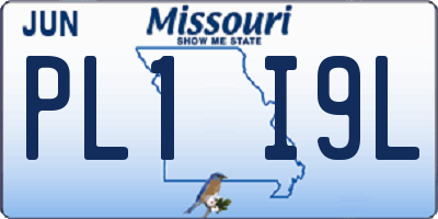 MO license plate PL1I9L