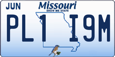 MO license plate PL1I9M