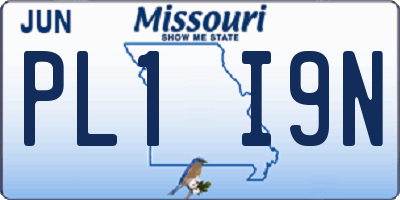 MO license plate PL1I9N