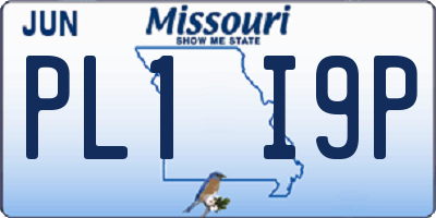 MO license plate PL1I9P