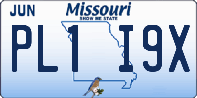 MO license plate PL1I9X