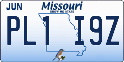 MO license plate PL1I9Z