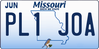 MO license plate PL1J0A