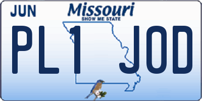 MO license plate PL1J0D