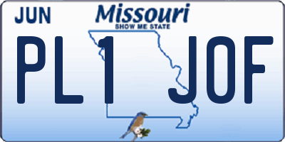 MO license plate PL1J0F