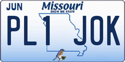 MO license plate PL1J0K