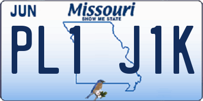 MO license plate PL1J1K