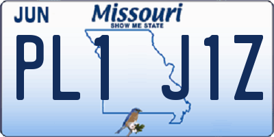 MO license plate PL1J1Z