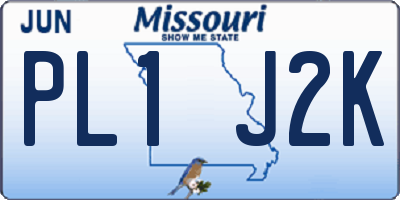 MO license plate PL1J2K
