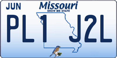 MO license plate PL1J2L