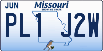 MO license plate PL1J2W