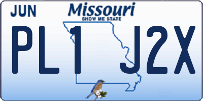 MO license plate PL1J2X