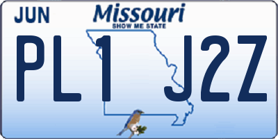 MO license plate PL1J2Z