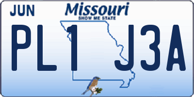 MO license plate PL1J3A