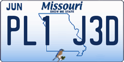 MO license plate PL1J3D