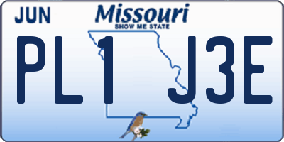 MO license plate PL1J3E