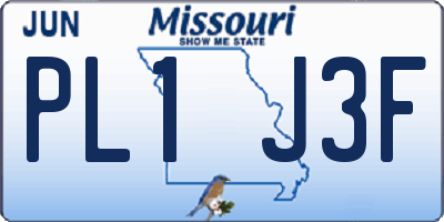 MO license plate PL1J3F