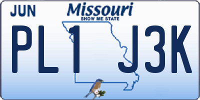 MO license plate PL1J3K