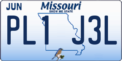 MO license plate PL1J3L