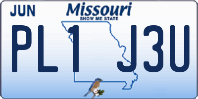 MO license plate PL1J3U
