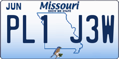 MO license plate PL1J3W