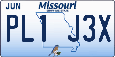 MO license plate PL1J3X