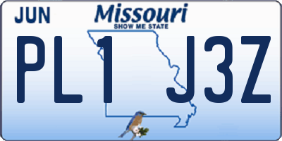 MO license plate PL1J3Z