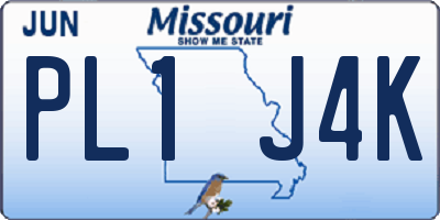 MO license plate PL1J4K