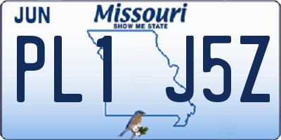 MO license plate PL1J5Z