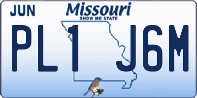 MO license plate PL1J6M