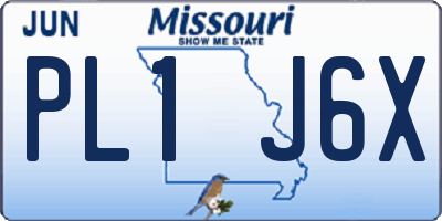 MO license plate PL1J6X