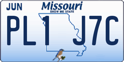 MO license plate PL1J7C