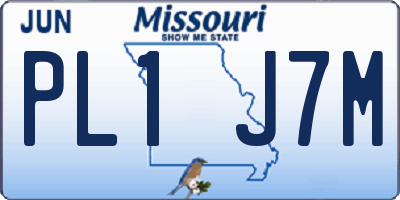 MO license plate PL1J7M