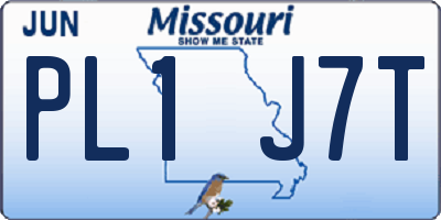 MO license plate PL1J7T