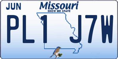 MO license plate PL1J7W