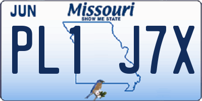 MO license plate PL1J7X