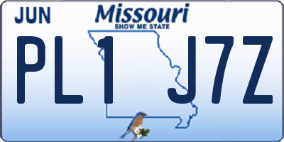 MO license plate PL1J7Z