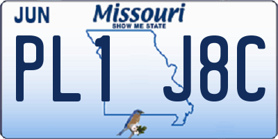 MO license plate PL1J8C