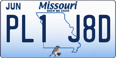 MO license plate PL1J8D