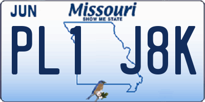 MO license plate PL1J8K