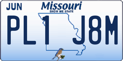 MO license plate PL1J8M
