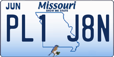 MO license plate PL1J8N