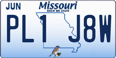 MO license plate PL1J8W