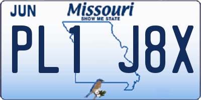 MO license plate PL1J8X