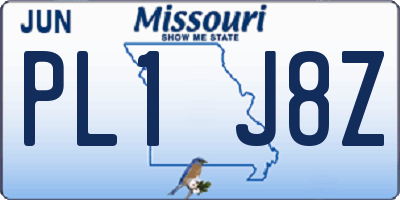 MO license plate PL1J8Z