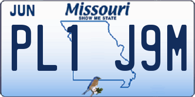 MO license plate PL1J9M