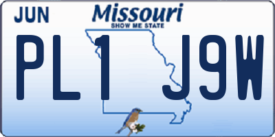 MO license plate PL1J9W