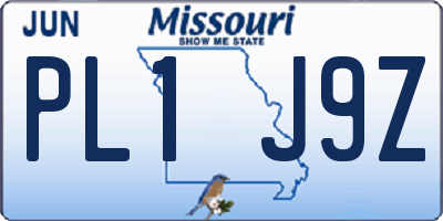 MO license plate PL1J9Z
